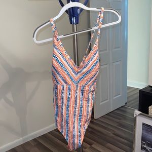 H&M orange and blue one piece bikini